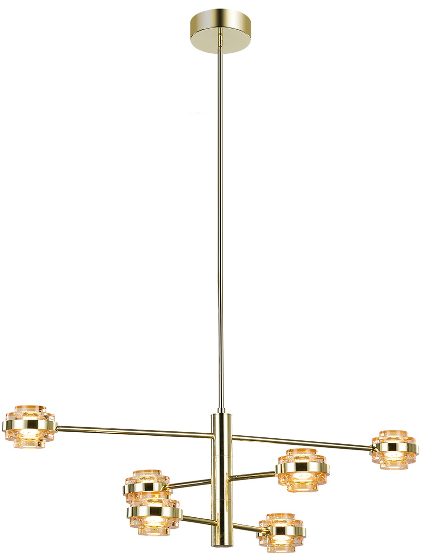 Изображение товара Подвесная люстра светодиодная на штанге Delight Collection Indiana MX22030002-6A gold/champagne