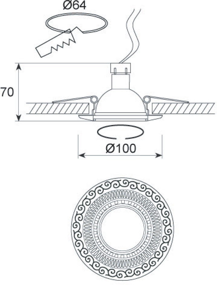 Изображение товара Встраиваемый круглый светильник Donolux N1583-Gold для интерьера классического стиля