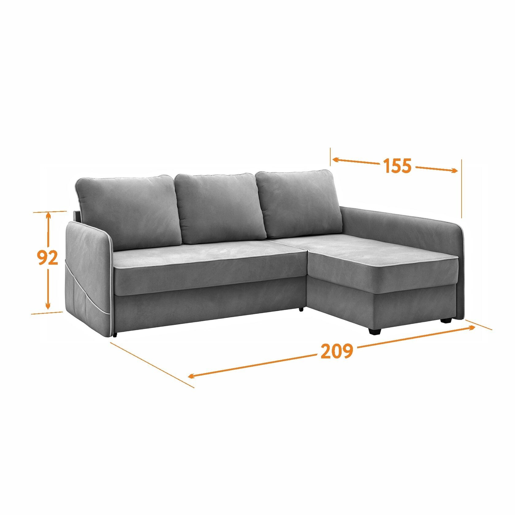 Диван тканевый угловой бежевый, угол правый D1 Слим AAA41521003 Velutto 18 D1  furniture купить выгодно в интернет-магазине Лю.ру - Доставка в Москве, по  России