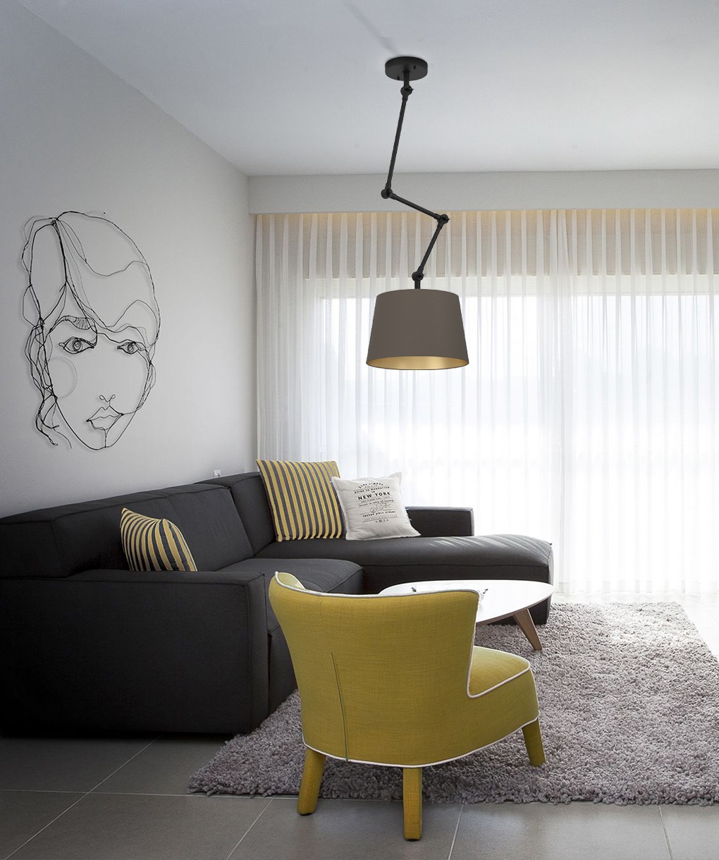 Изображение товара Потолочная люстра на штанге Eglo Pistunio 390198 хай-тек лофт черная ткань