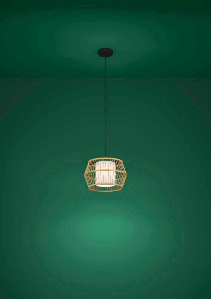 Изображение товара Подвесной светильник Eglo MONTERROSO 390233 в стиле кантри и скандинавский с деревянным абажуром