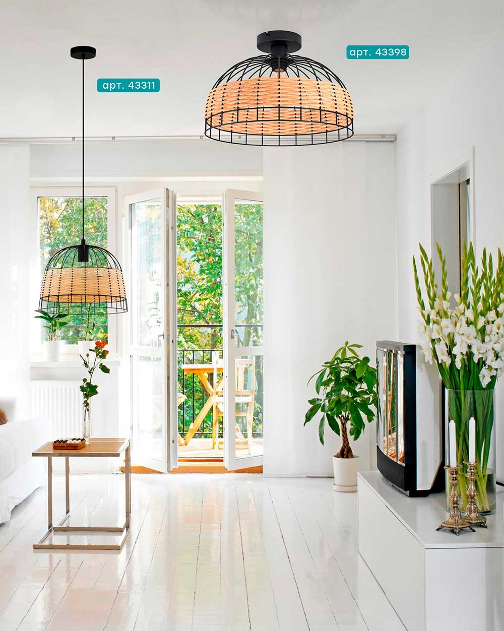 Изображение товара Подвесной светильник Eglo Anwick 43311 с ротангом и диммером