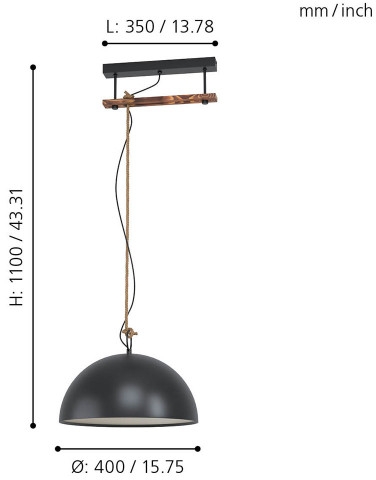 Изображение товара Подвесной светильник Eglo Hodsoll 43396 в стиле лофт для гостиных и кафе