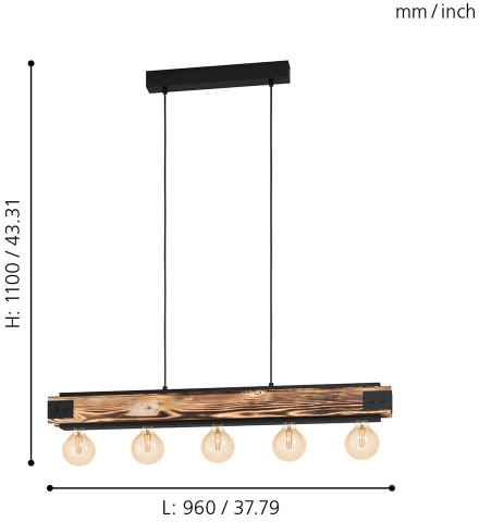 Изображение товара Подвесной светильник Eglo Layham 43468 с регулятором и диммером современный стиль