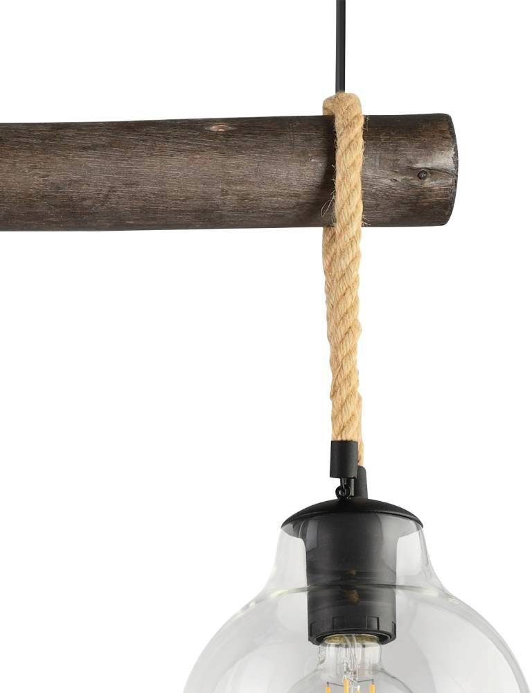 Изображение товара Подвесной светильник Eglo RODING 43618 в стиле лофт с 3 плафонами, металл и дерево призматичное осв