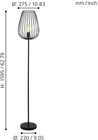 Изображение товара Торшер Eglo Newtown 49474 в стиле лофт с одним плафоном E27 60 Вт