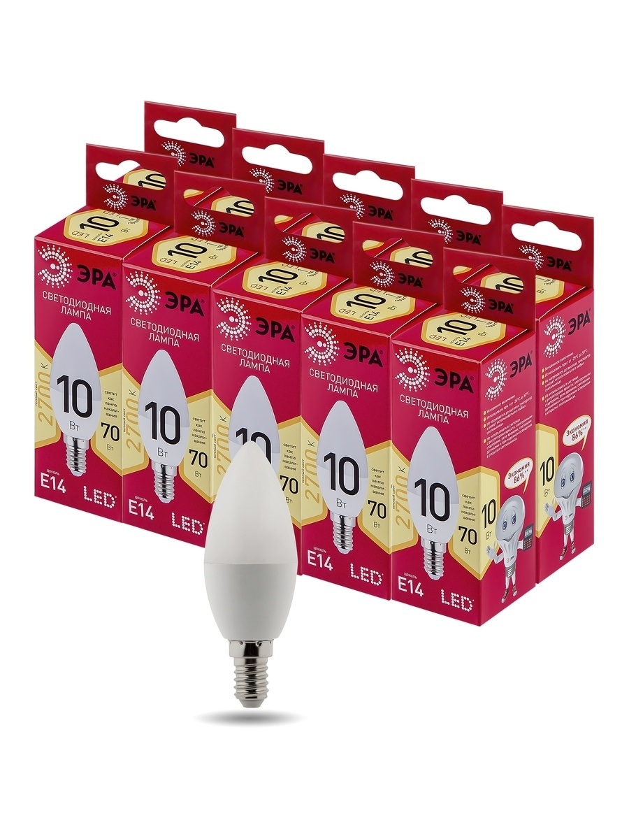 Изображение товара Светодиодная лампа E14 10W ЭРА LED B35-10W-827-E14 R теплый свет