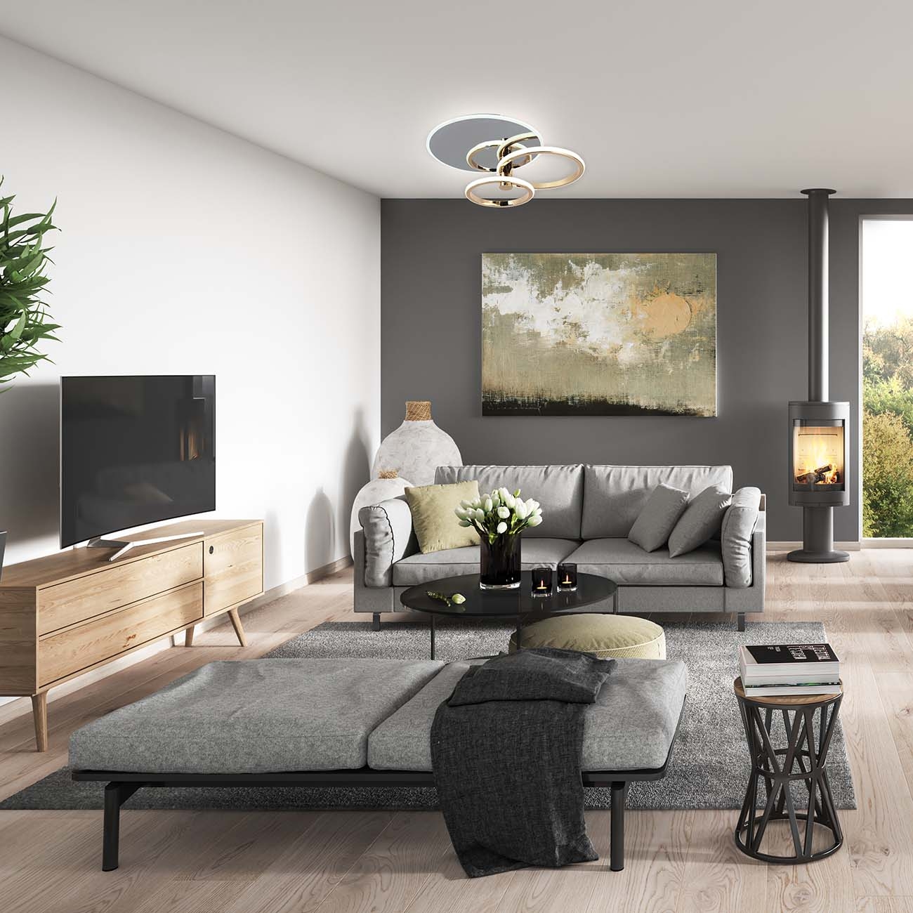 Изображение товара Потолочная люстра (+ночной режим) светодиодная с пультом Escada CONTOUR 10213/2LED BL Chrome