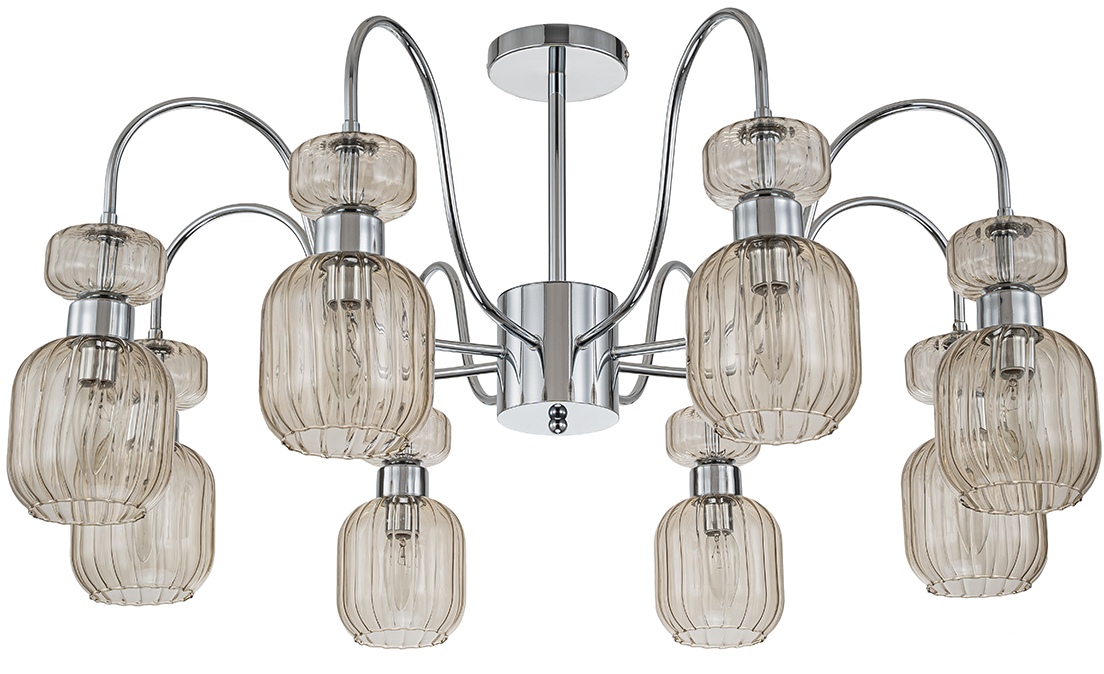 Изображение товара Потолочная люстра на штанге Escada Gloss 1141/8PL Chrome/Beige 8x60Вт E14