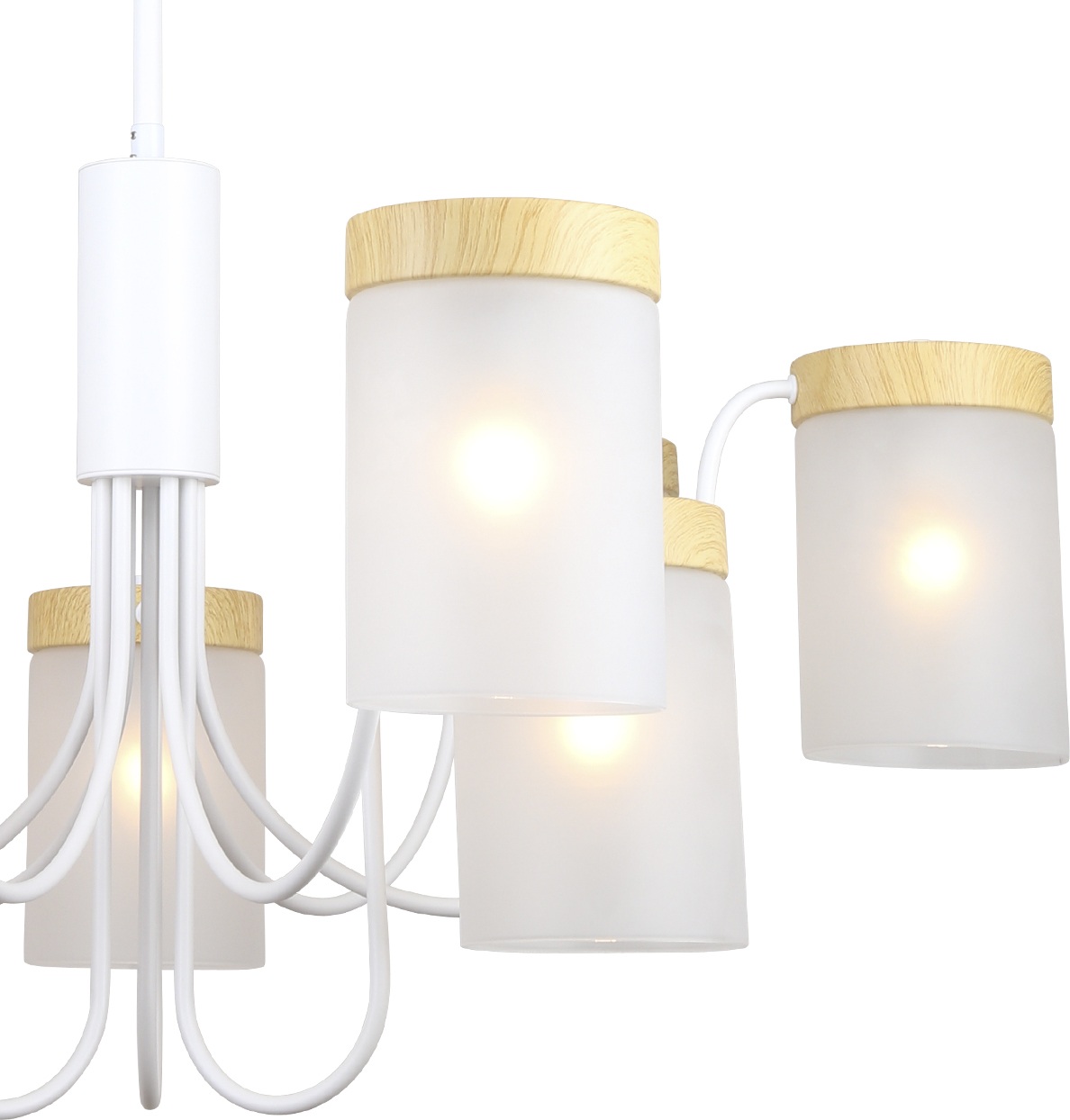 Изображение товара Потолочная люстра для гостиной мощностью 40 вт на штанге Escada Harmony E14, металл/стекло, белый/дерево, матовый плафон