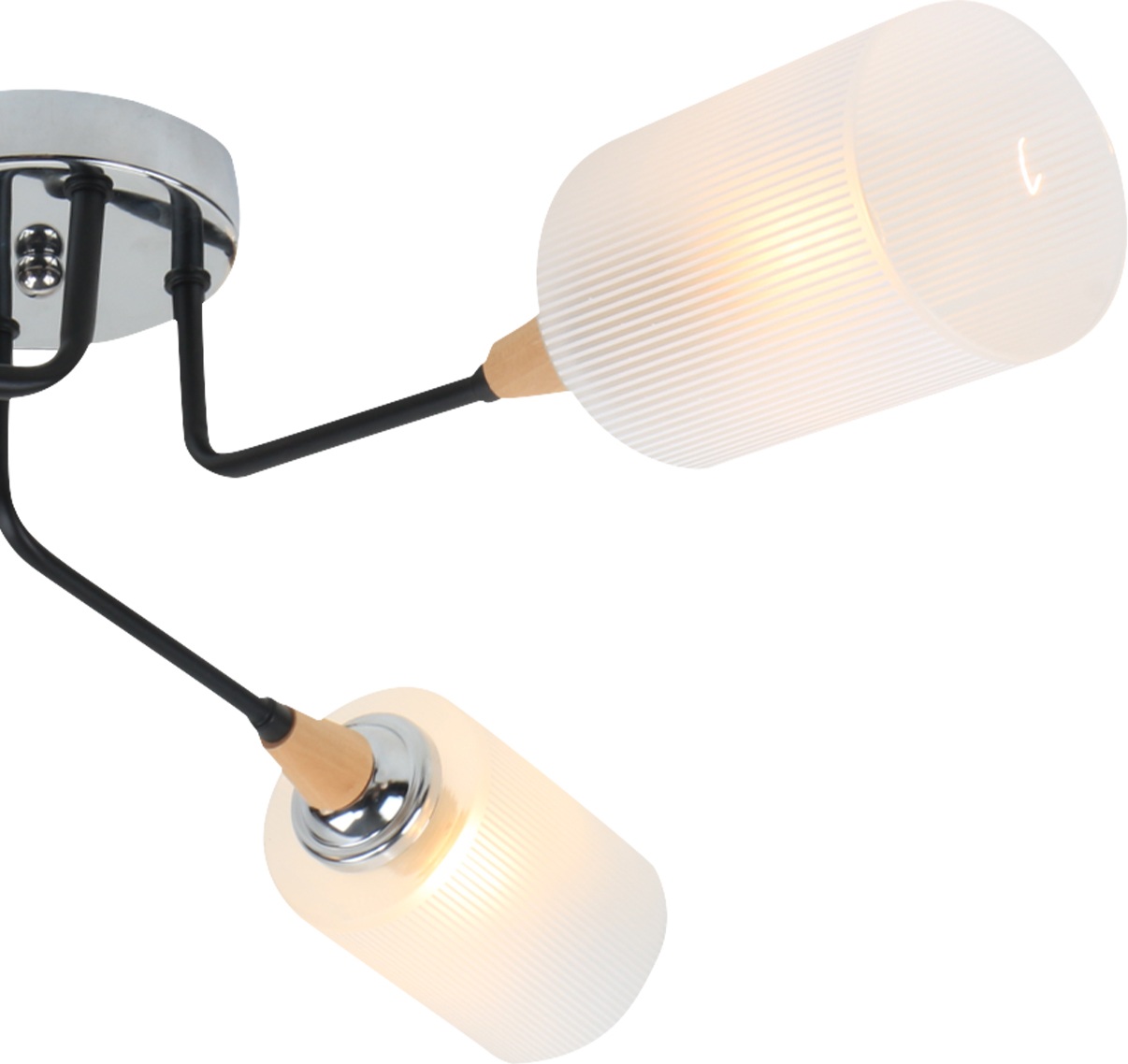 Изображение товара Люстра потолочная накладная с матовым плафоном Escada Mattiola 2101/4P 4x60Вт E27, металл/стекло, хром/черный/дерево, матовый плафон