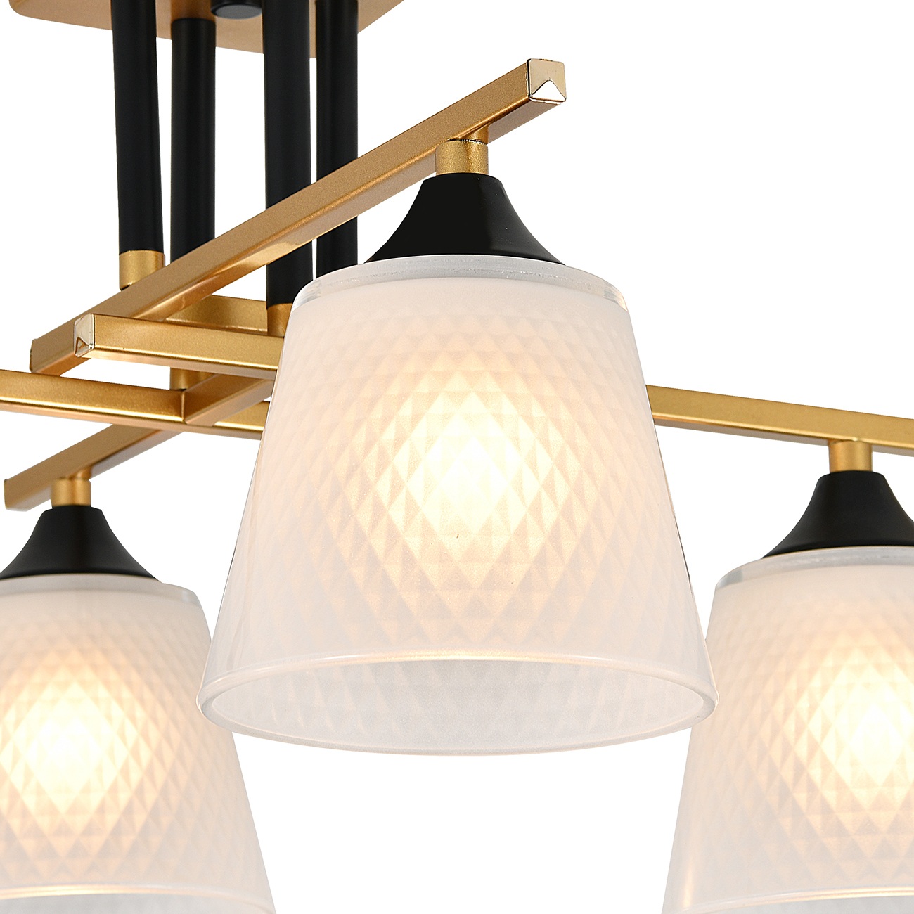 Изображение товара Люстра потолочная накладная с матовым плафоном на штанге Escada Deutzia 2128/4P 4x40Вт E27, металл/стекло, шампань, белый матовый плафон