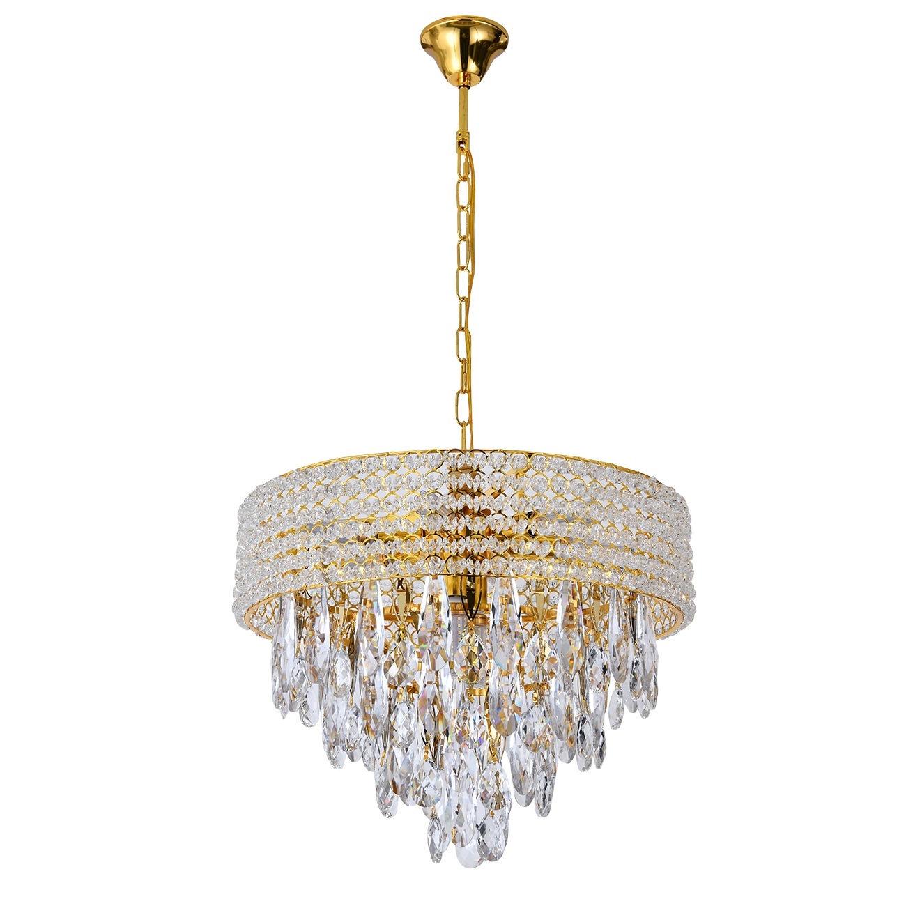 Изображение товара Подвесная люстра светодиодная 50 см с хрустальными подвесками на цепи 140009/8P E14*40W Gold Escada Erawan ES0000014