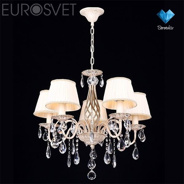 Изображение товара Подвесная люстра Eurosvet Amelia 10054/5 белый с золотом и прозрачным хрусталем Strotskis