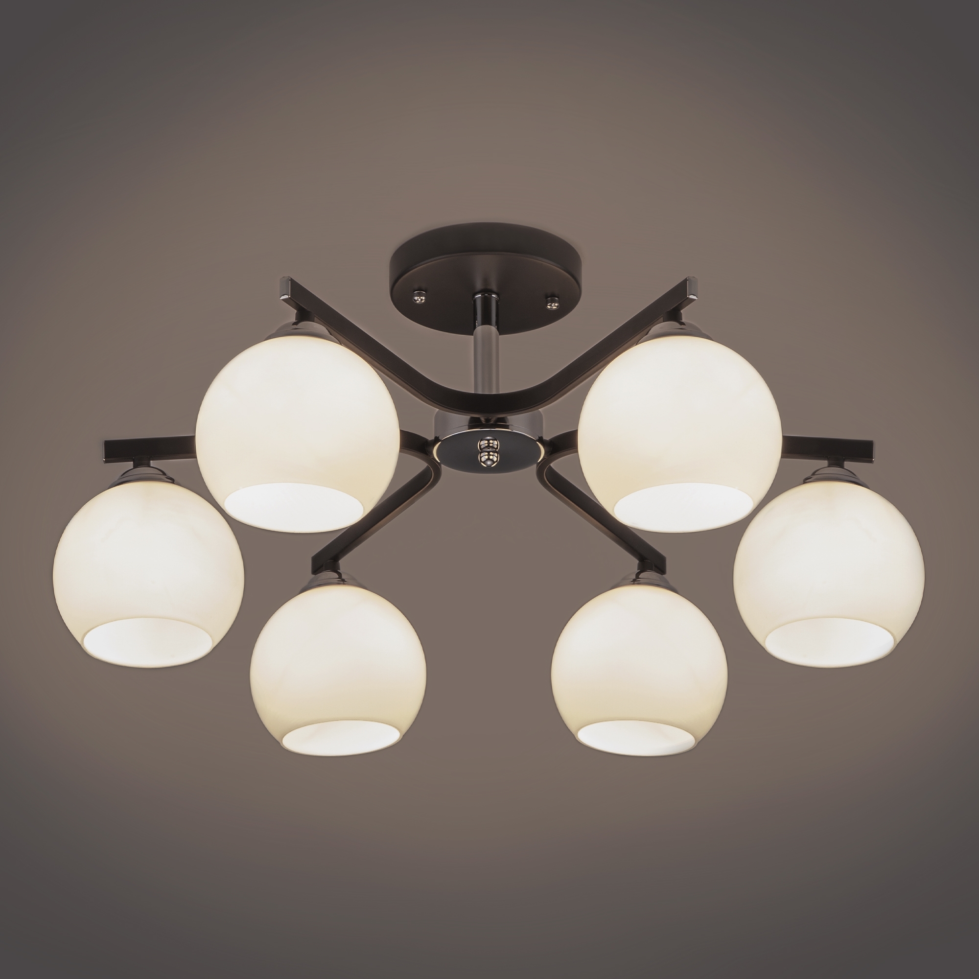 Изображение товара Люстра потолочная накладная с матовым плафоном 30145/6 Eurosvet Blasco хром/венге (плафоны шарики)