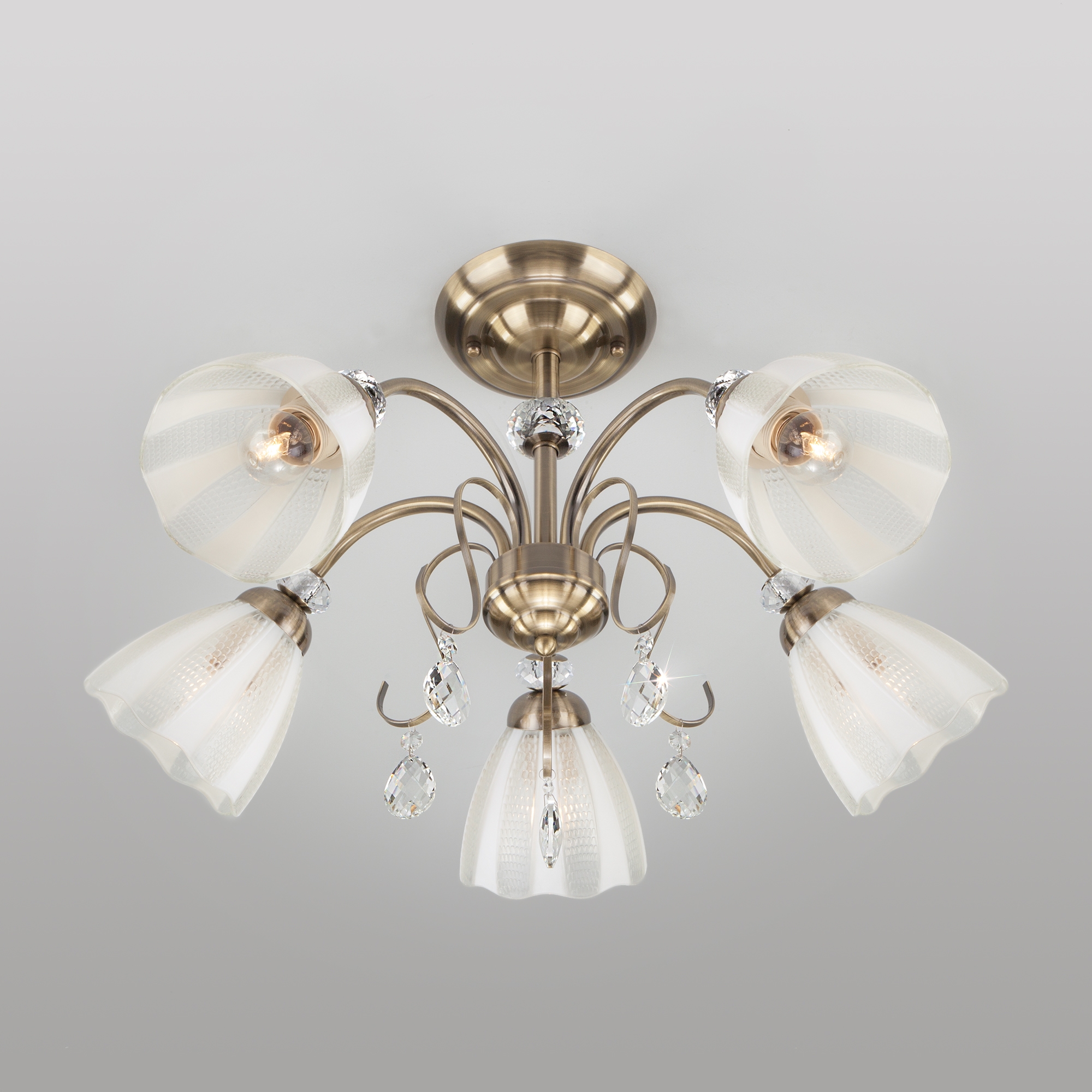 Изображение товара Потолочная люстра для гостиной с 5 лампами хрустальная 30155/5 Eurosvet Floranse античная бронза