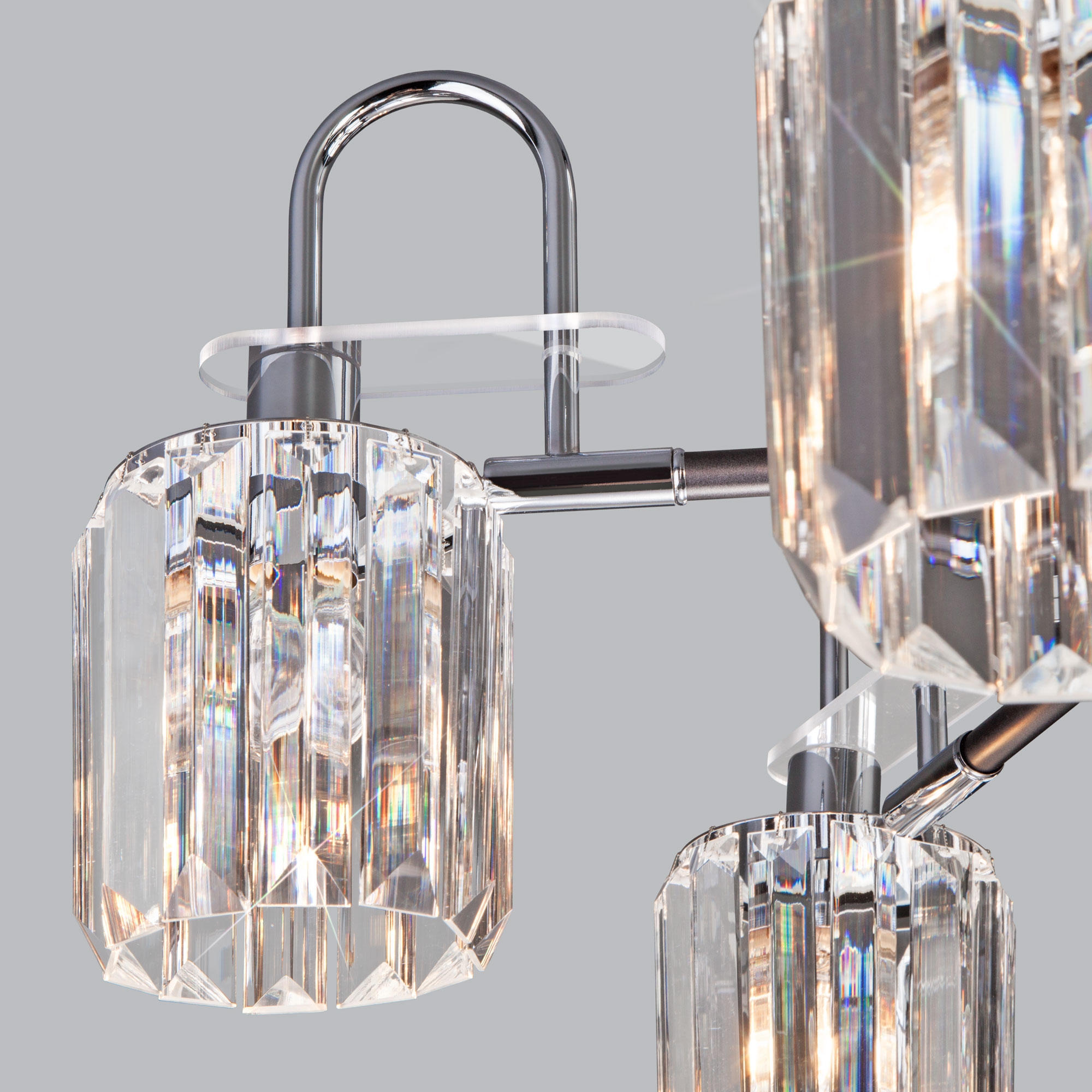 Изображение товара Люстра потолочная с умным домом хрустальная 70090/5 Eurosvet Tenia графит (Умный дом, Алиса, WiFi, голосовое управление)