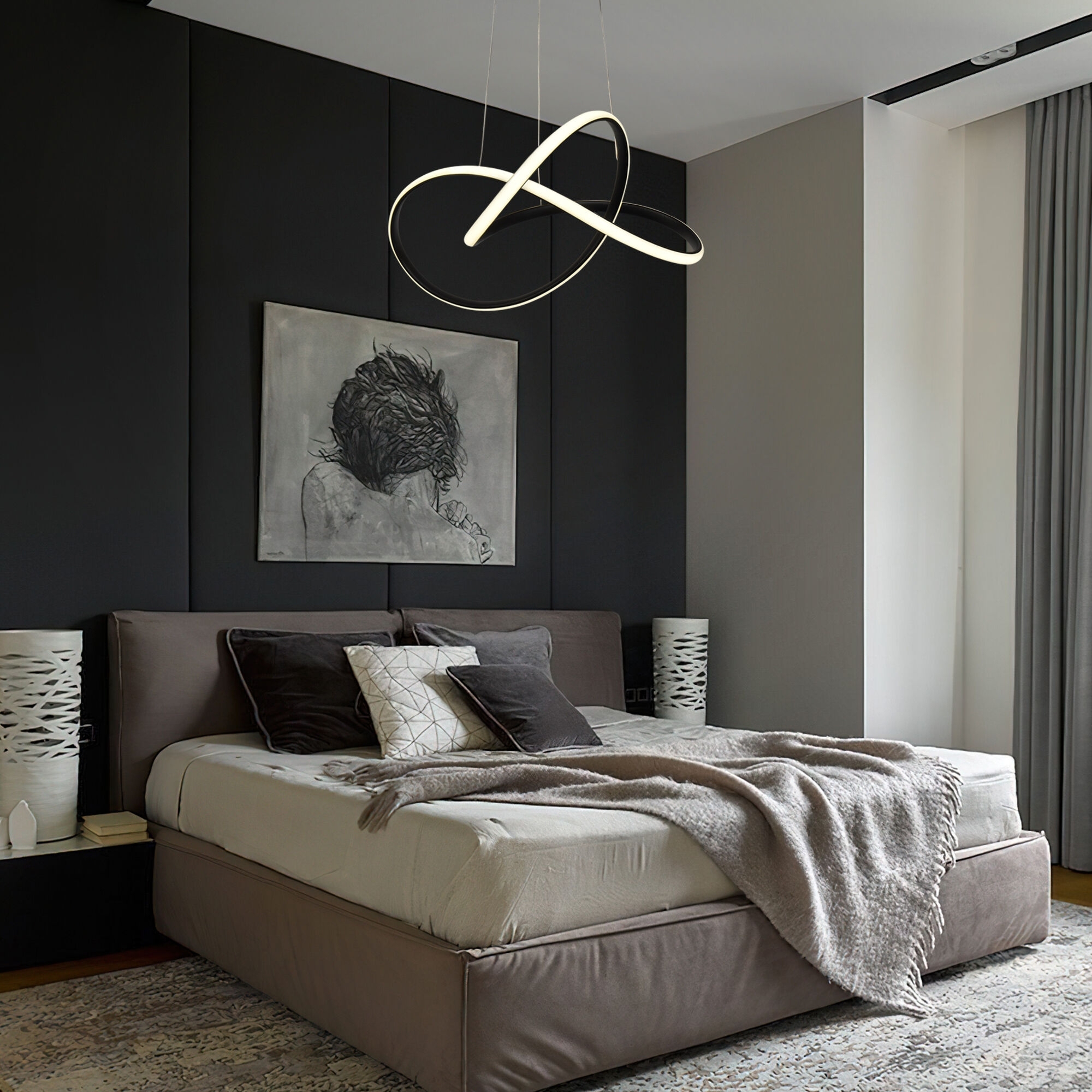 Изображение товара Подвесной светодиодный светильник Eurosvet Wind 90312 1 черный 50x50 см