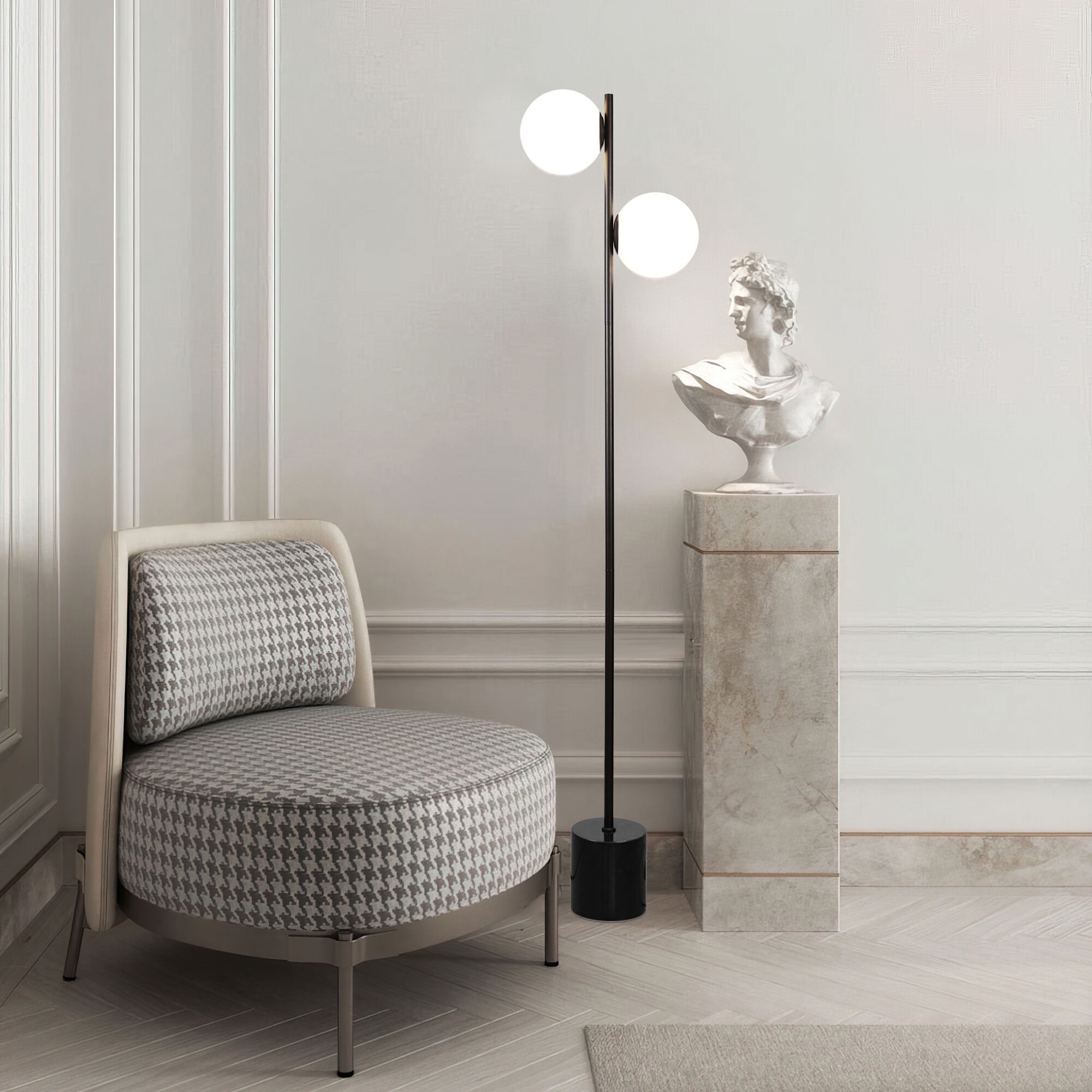 Изображение товара Торшер с выключателем Eurosvet Marbella 01158/2 черный в форме шара