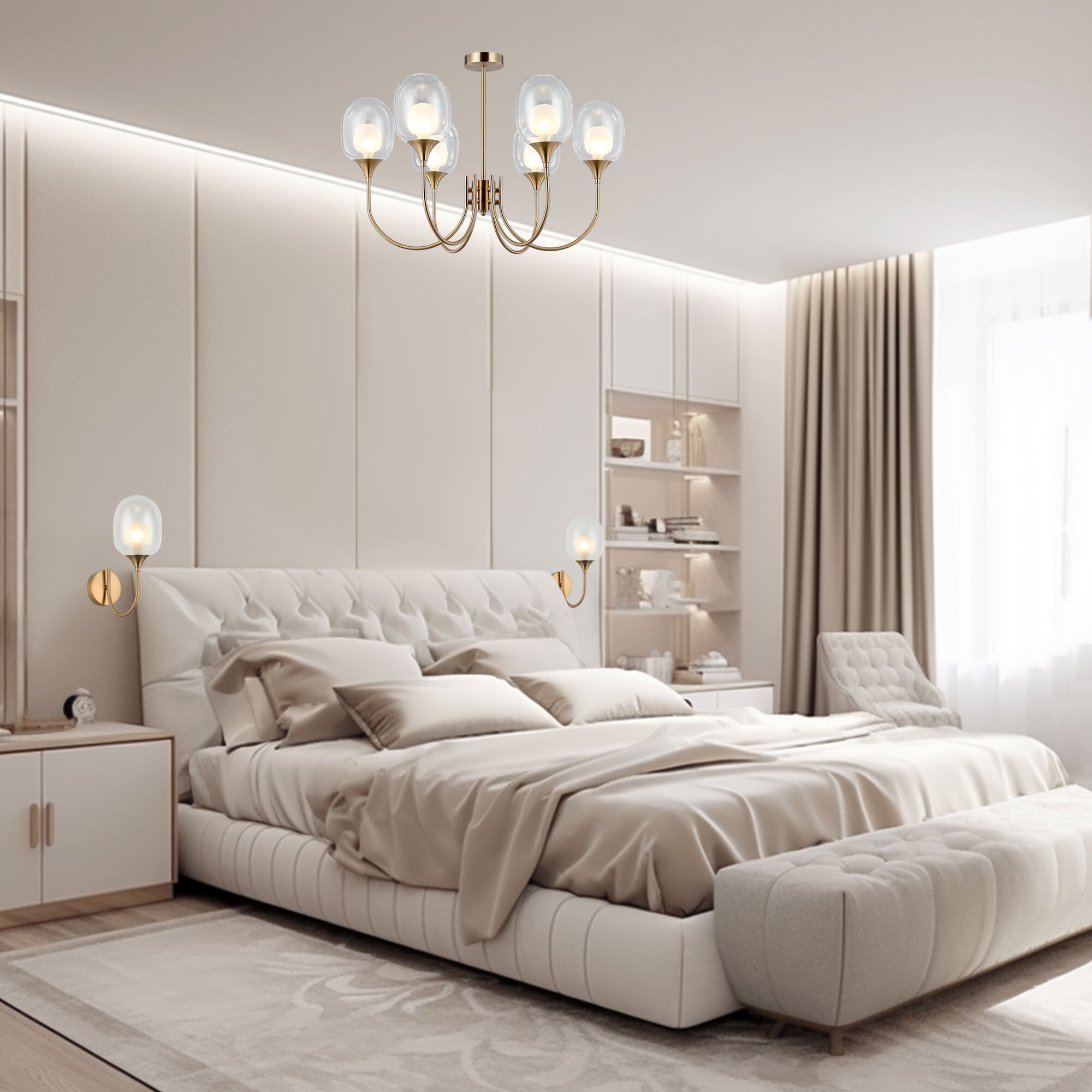 Изображение товара Потолочная люстра Eurosvet Spritz 70217/6 латунь с WiFi и голосовым управлением