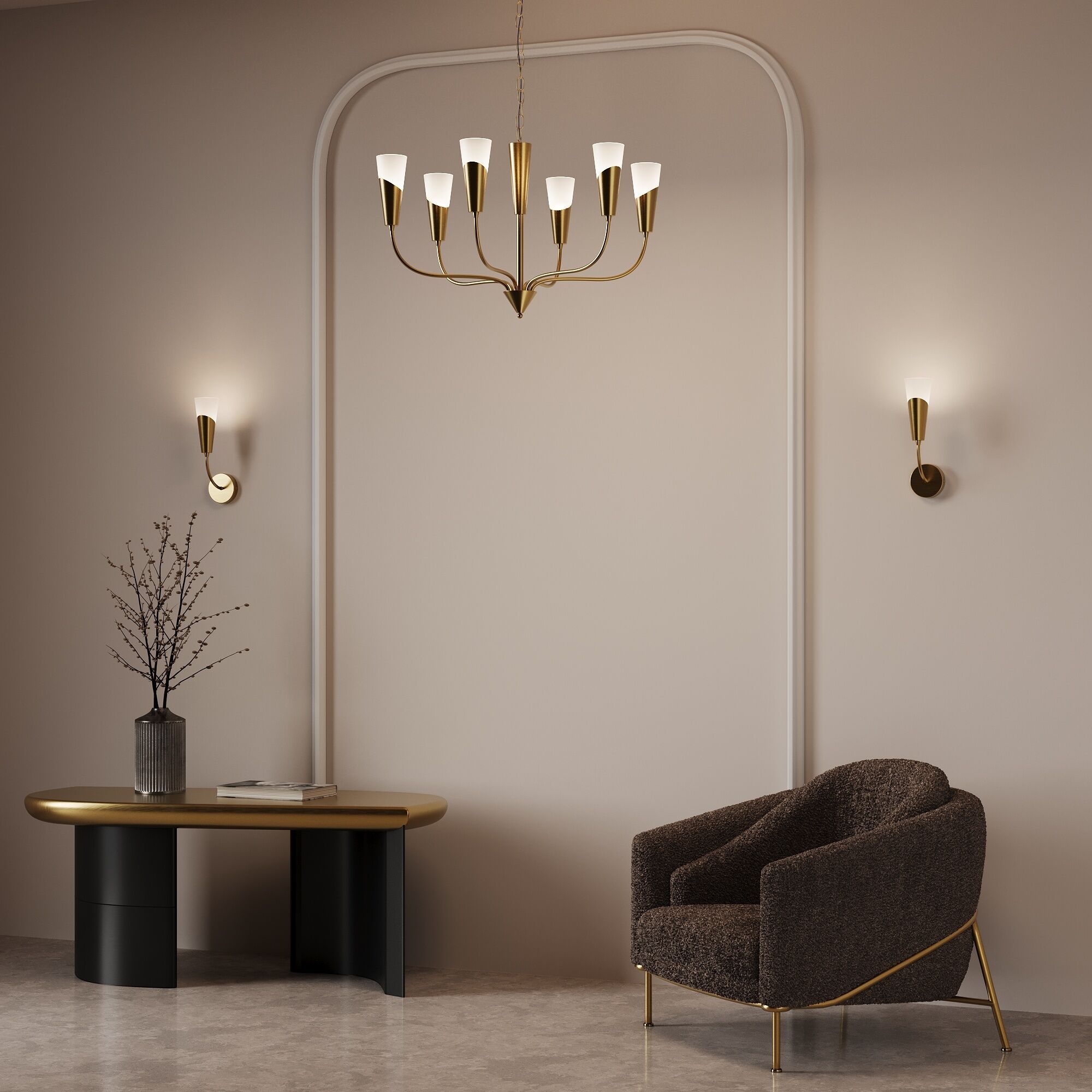 Изображение товара Подвесная люстра Eurosvet Rhyton 60167/6 латунь с WiFi и голосовым управлением