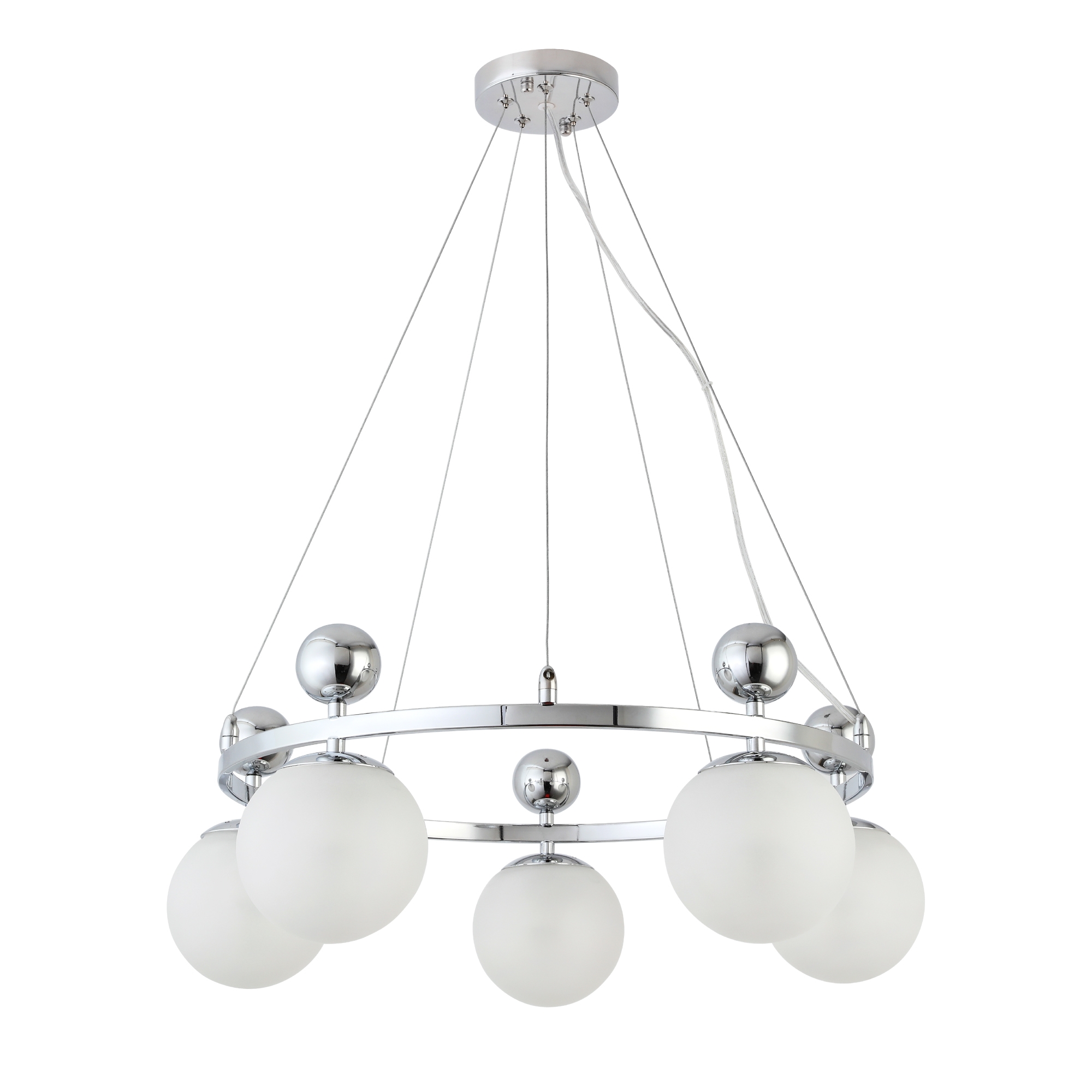 Изображение товара Подвесная люстра Evoluce Pechio SLE106103-05 5 плафонов стиль модерн хром стекло