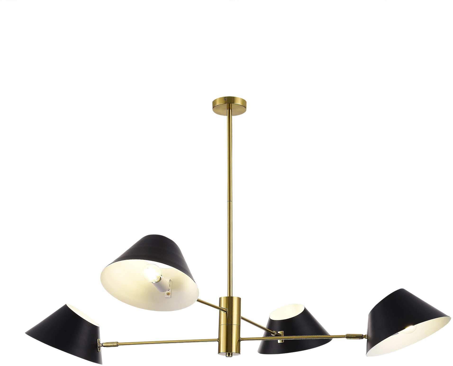 Изображение товара Потолочная люстра на штанге Evoluce Norbi SLE1253-343-04 Латунь/Черный, Белый E14 4*60W