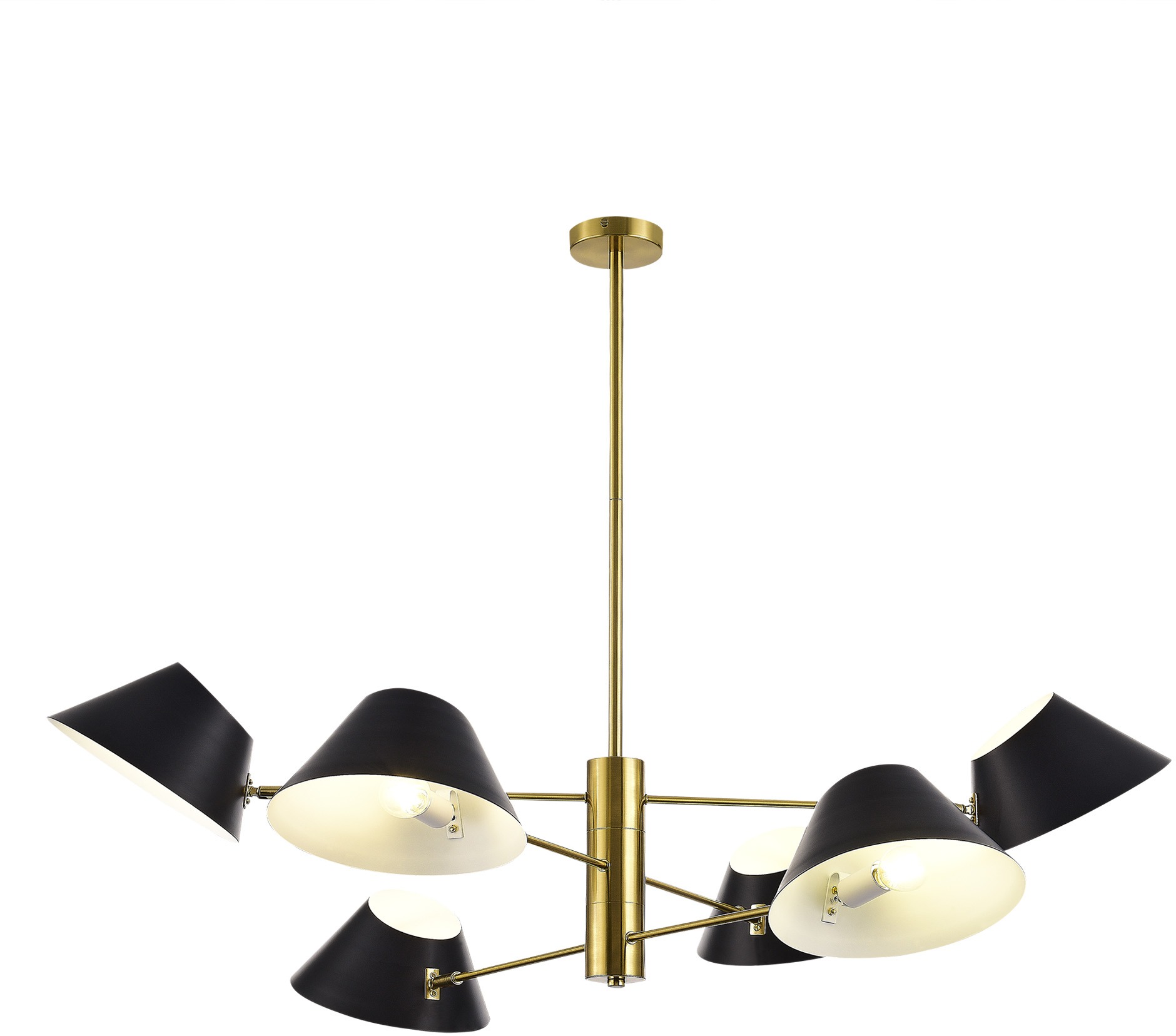 Изображение товара Потолочная люстра на штанге Evoluce Norbi SLE1253-343-06 Латунь/Черный, Белый E14 6*60W