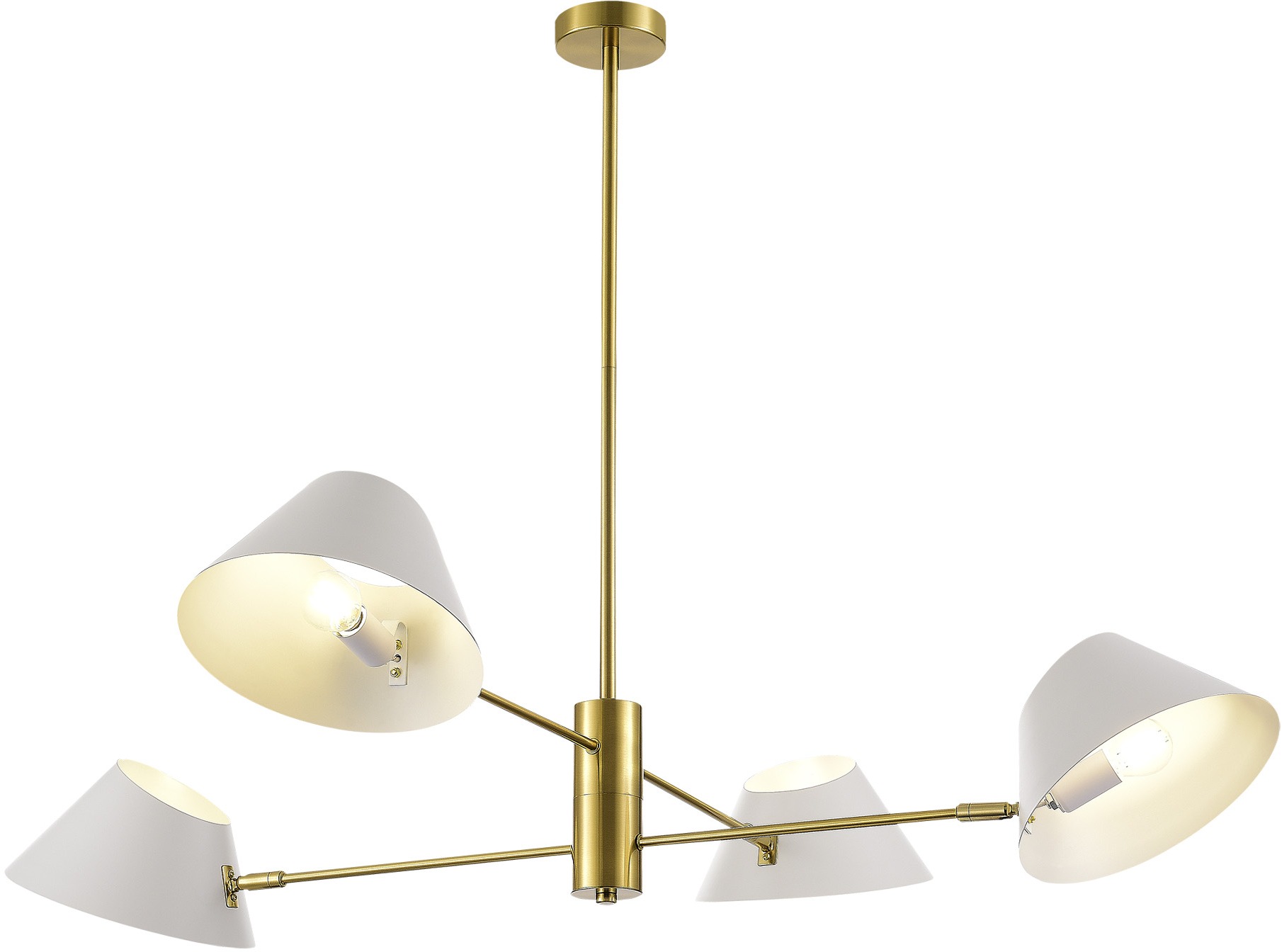 Изображение товара Потолочная люстра на штанге Evoluce Norbi SLE1253-353-04 Латунь/Белый E14 4*60W