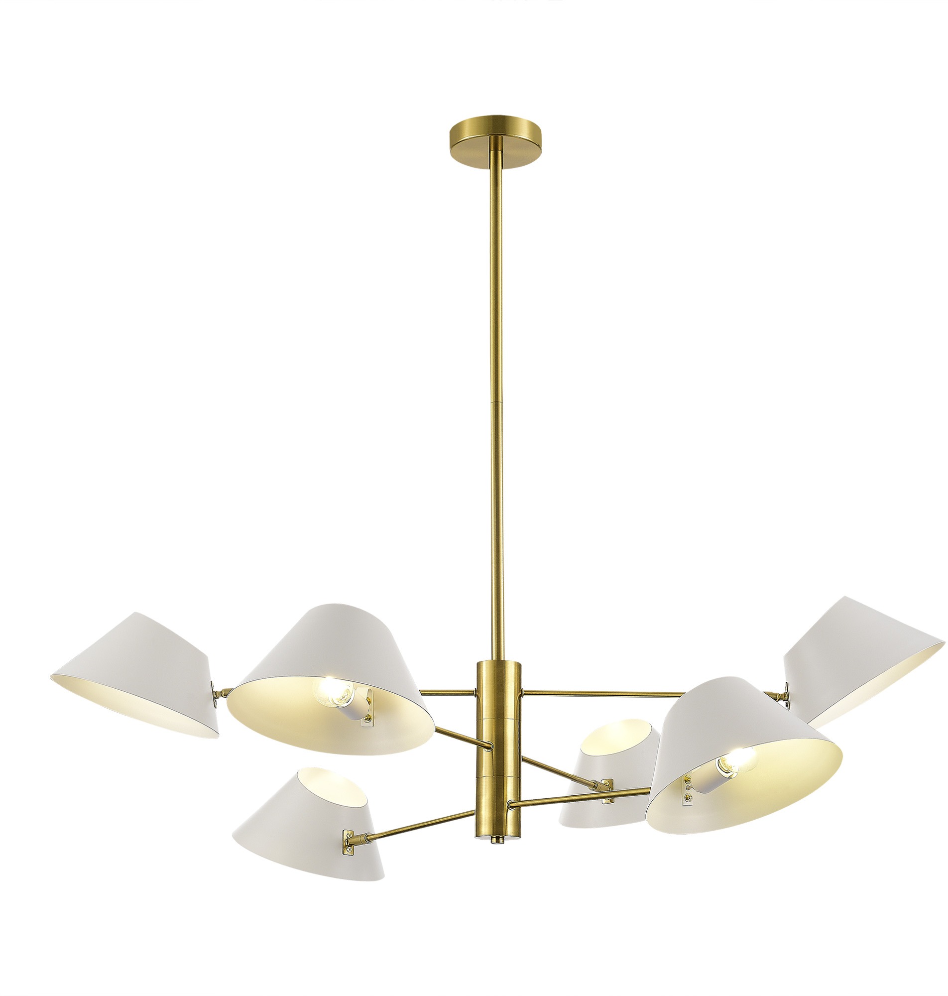 Изображение товара Потолочная люстра на штанге Evoluce Norbi SLE1253-353-06 Латунь/Белый E14 6*60W