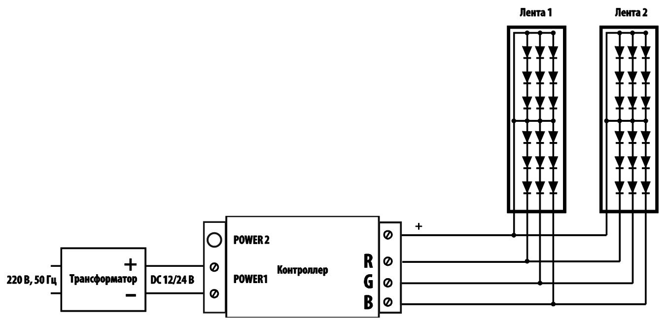 Схема подключения светодиодной ленты rgb с контроллером