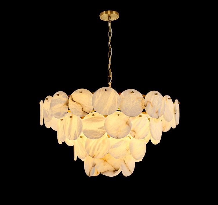 Изображение товара Подвесная люстра Fluorite Di Marmo FL1018-20P стиль модерн натуральный камень латунь 80 см