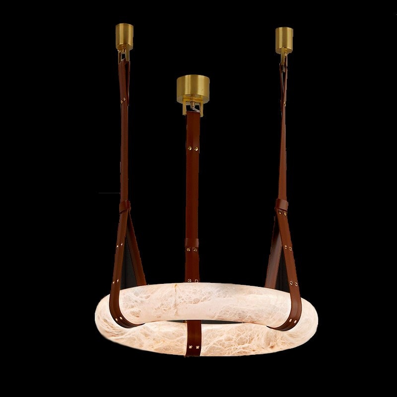 Изображение товара Подвесная люстра из кожи и латуни с светодиодным плафоном 60 см Fluorite FL1049-10P