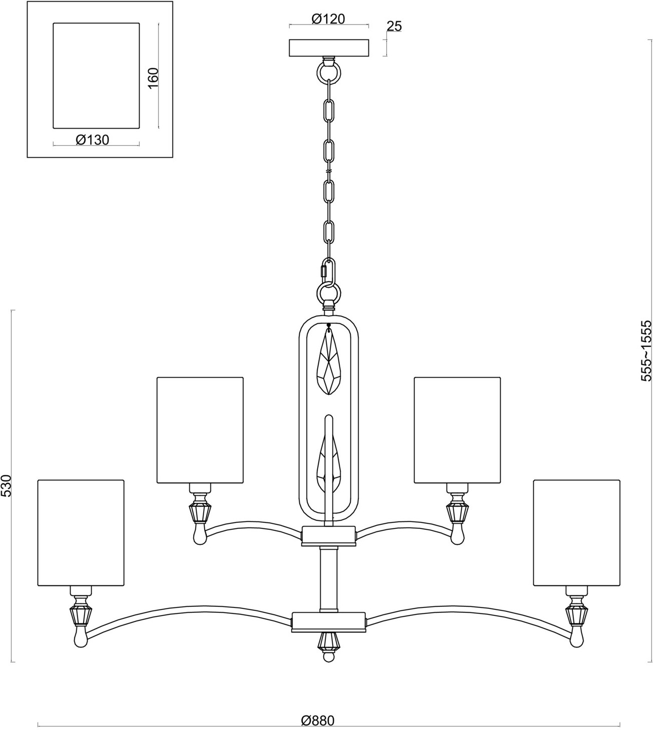 Изображение товара Подвесная люстра Freya Riverside FR1007PL-12BS классика с хрусталем 12 ламп