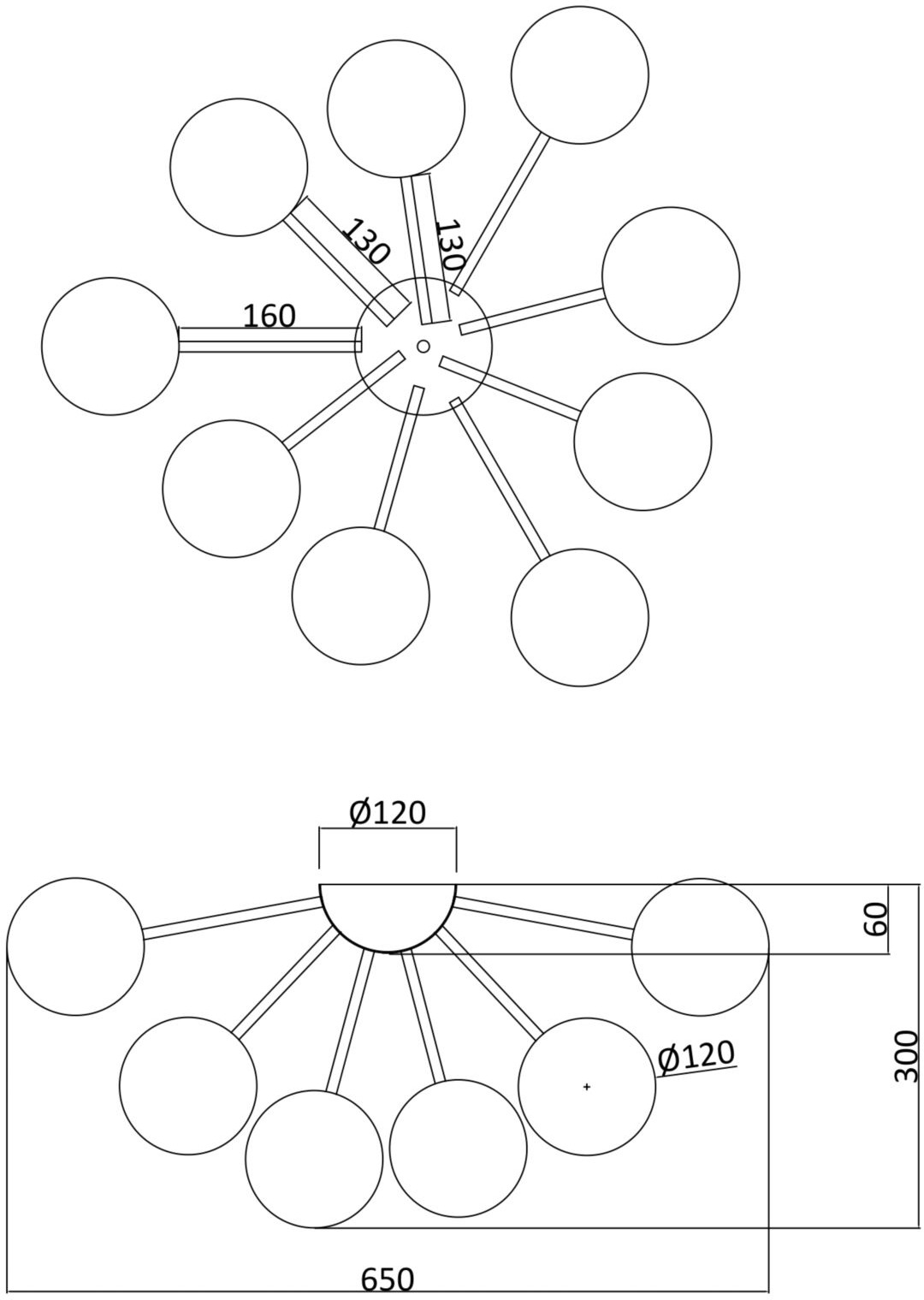 Изображение товара Потолочная люстра молекулы Freya Alexis FR5120CL-09G