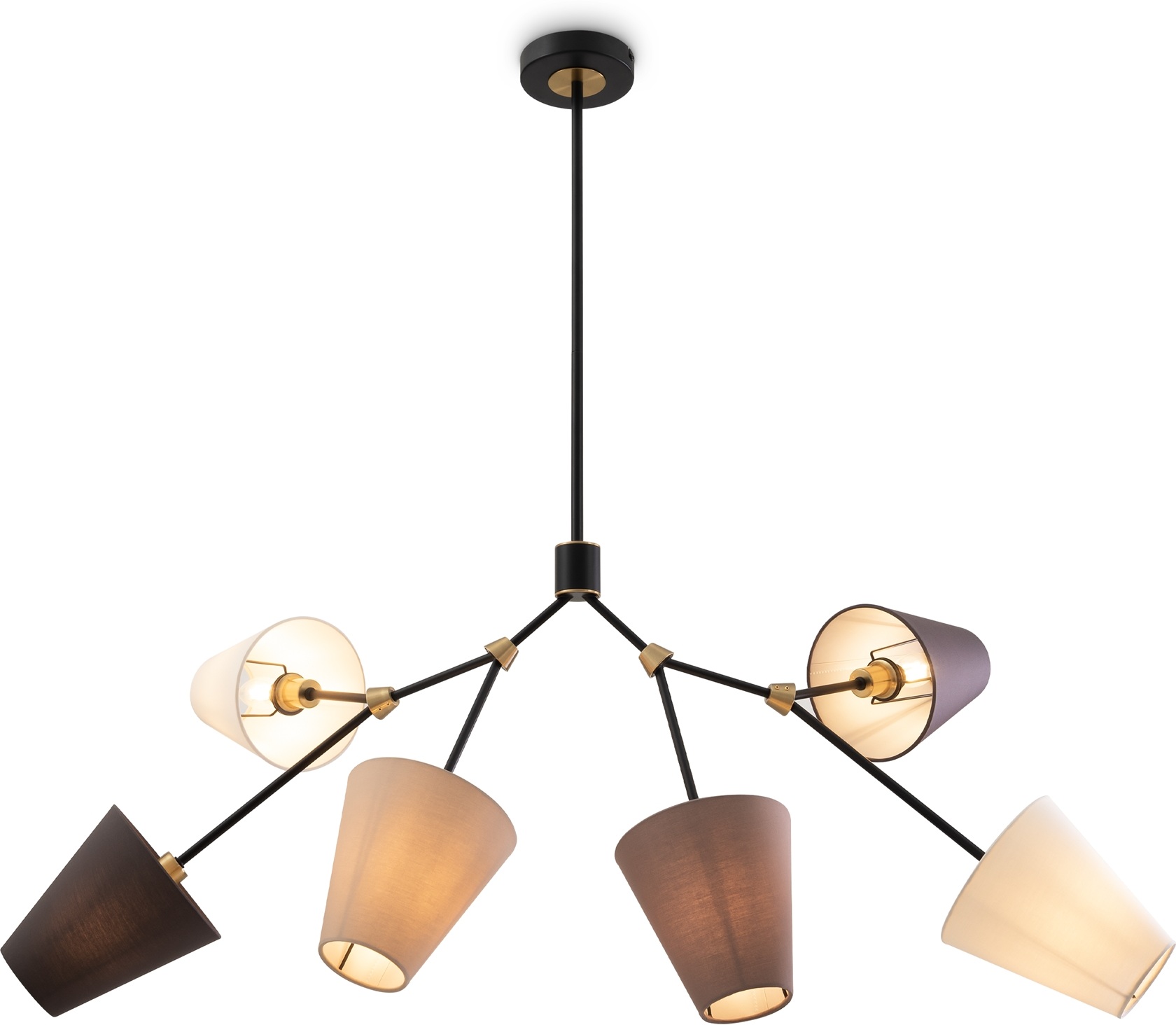 Изображение товара Потолочная люстра на штанге Freya Hats FR5370CL-06B модерн с 6 тканевыми абажурами