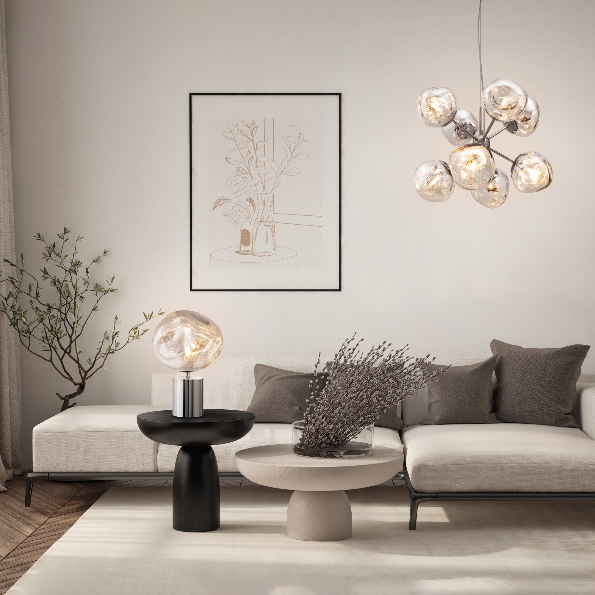 Изображение товара Подвесная люстра Freya Ejection FR5378PL-10SM стиль модерн дымчатое стекло 10 плафонов