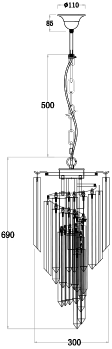 Изображение товара Подвесная люстра хрусталь Garda Decor 20MD3399-4NI с подвесками