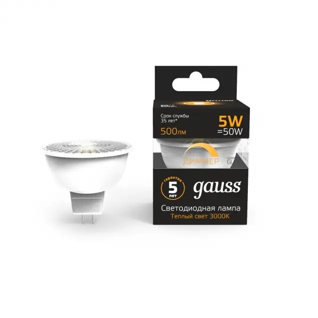Изображение товара Лампочка светодиодная полусфера 5W 2700K 410lm Gauss 101506105 Изображение товара Лампочка светодиодная полусфера 5W 2700K 410lm Gauss 101506105
