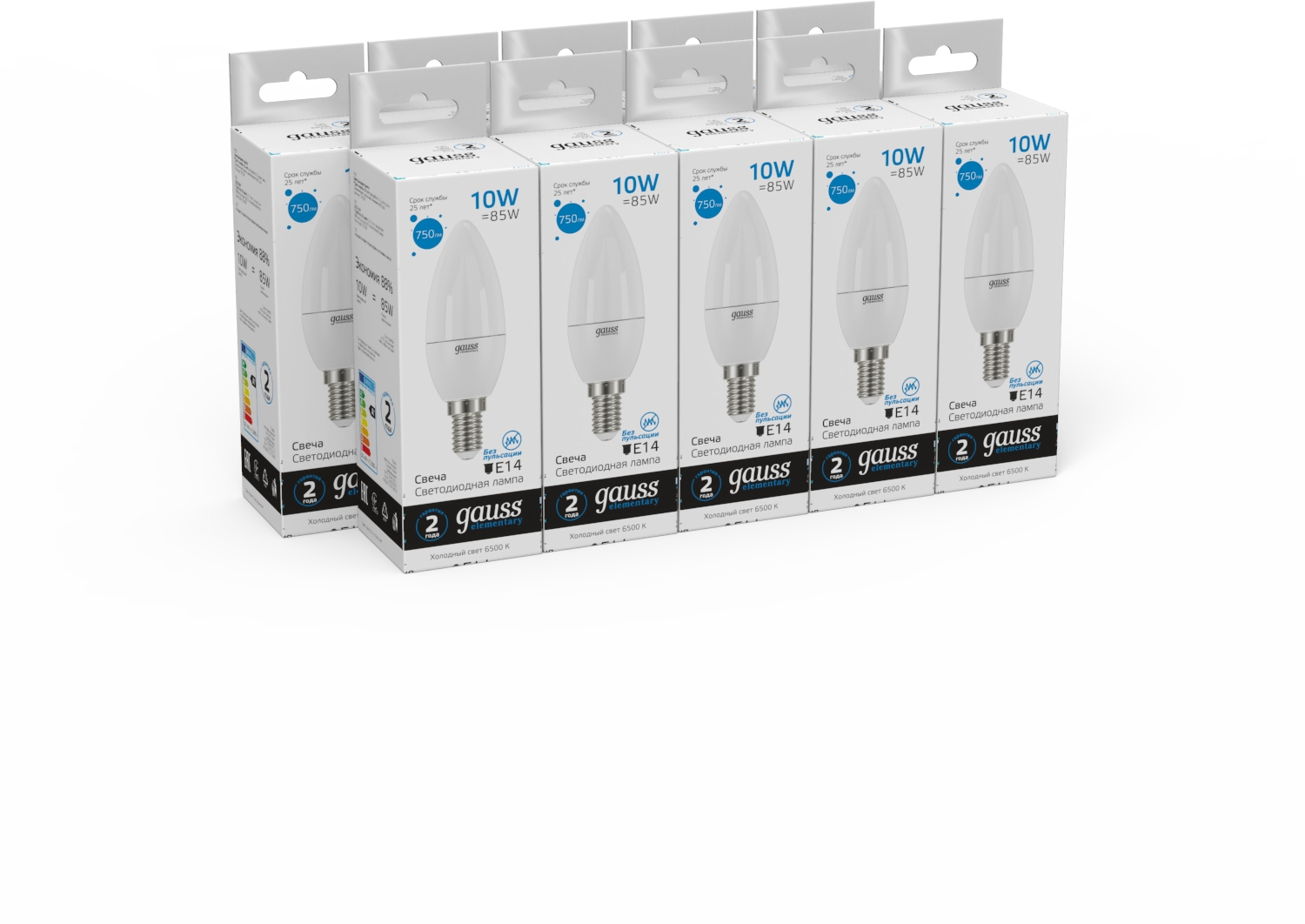 Изображение товара Светодиодная лампочка Gauss Elementary 33130 E14 10W холодный белый свет
