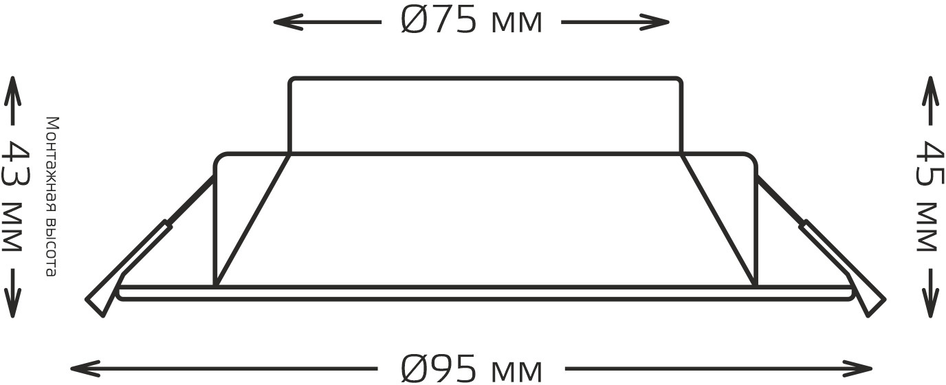 Изображение товара Светильник встраиваемый Gauss Downlight 9033420207 7W 560lm 4000K IP54 белый LED