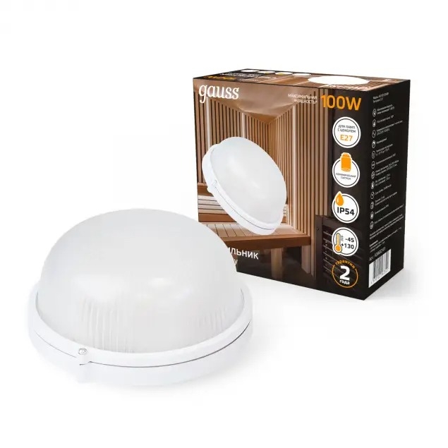 Изображение товара Настенно-потолочный светильник IP54 Gauss НБП 926602101 для влажных помещений
