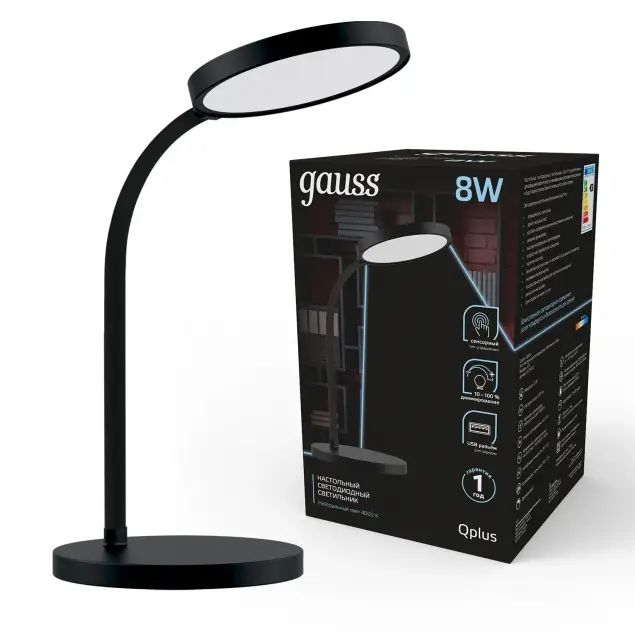Изображение товара Настольная офисная лампа LED Gauss Qplus GT5032 с USB сенсорной регулировкой