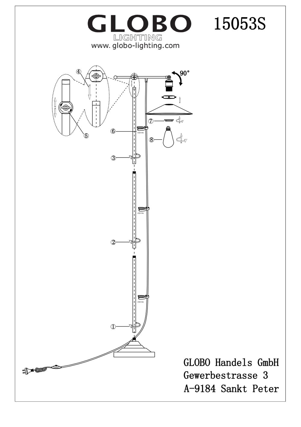 Изображение товара Гибкий торшер Globo Lenius 15053S стиль лофт для чтения и интерьера
