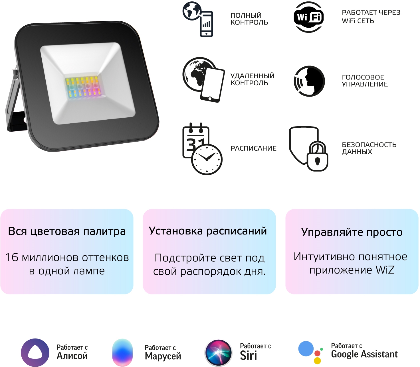 Прожектор уличный светодиодный с управлением со смартфона и голосом  регулировкой цветовой температуры IP65 Gauss Smart Home 3550132 купить  выгодно в интернет-магазине Лю.ру - Доставка в Москве, по России | видео