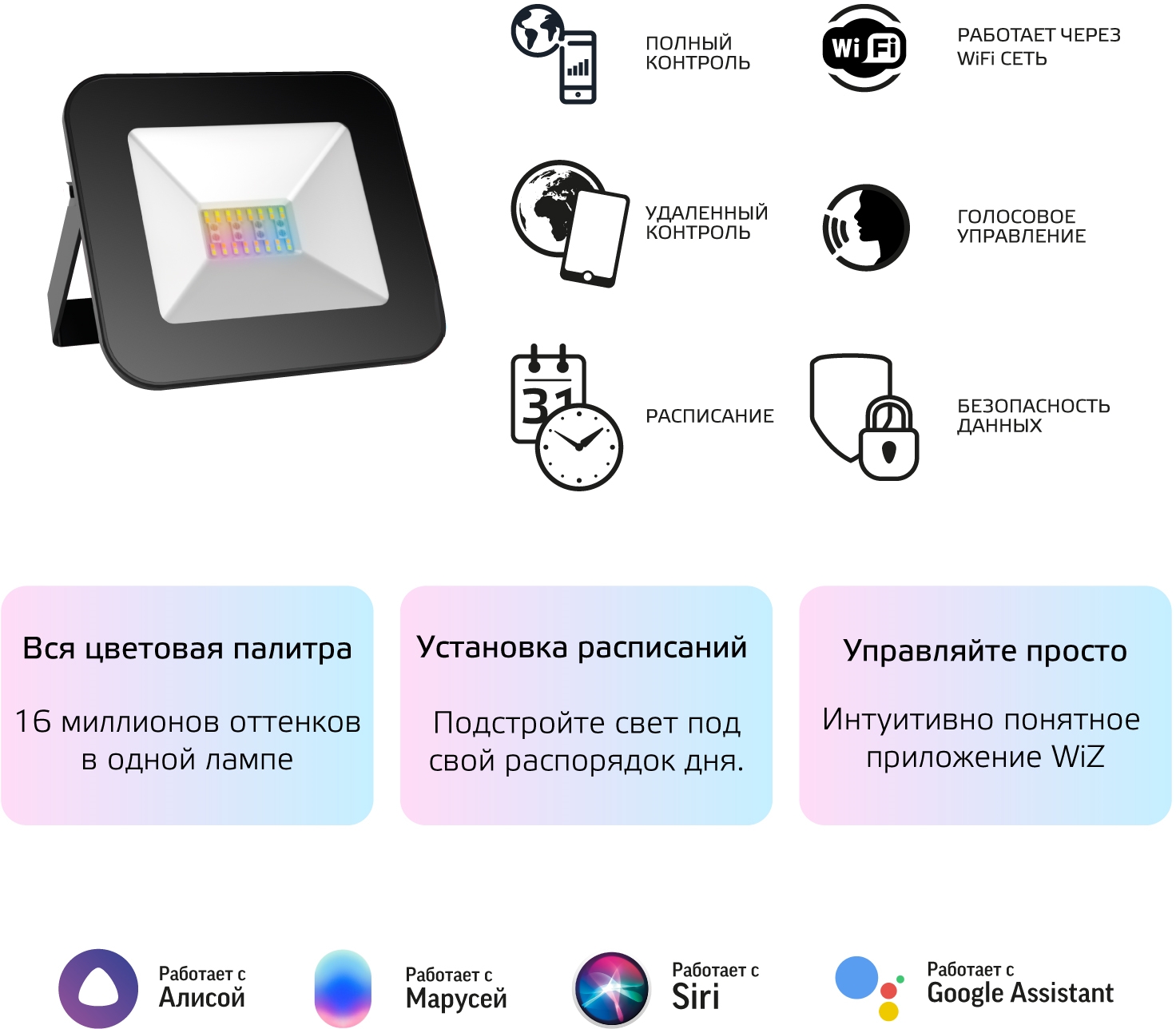 Прожектор уличный светодиодный с управлением со смартфона и голосом  регулировкой цветовой температуры IP65 Gauss Smart Home 3560132 купить  выгодно в интернет-магазине Лю.ру - Доставка в Москве, по России | видео