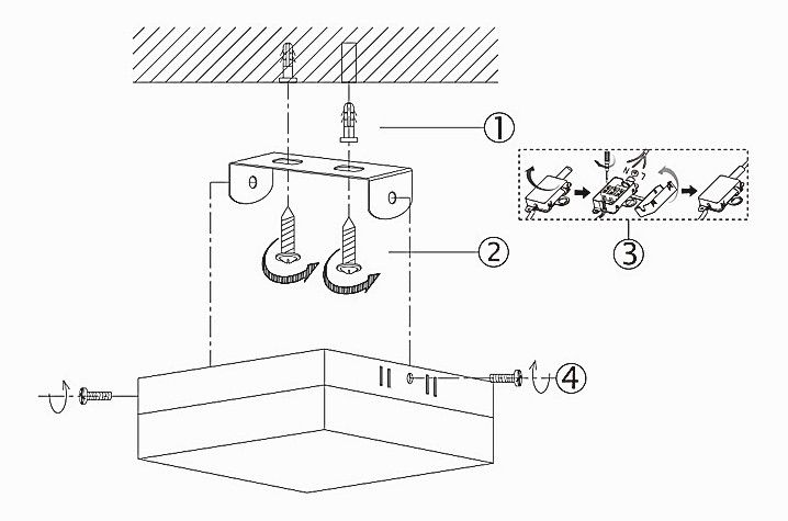 Схема крепления люстры к потолку