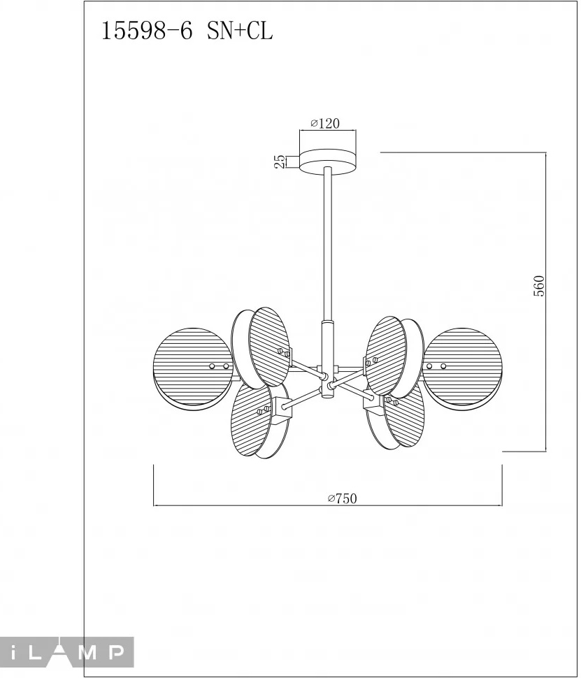Изображение товара Потолочная люстра на штанге iLamp Panorama 15598-6 SN+CL