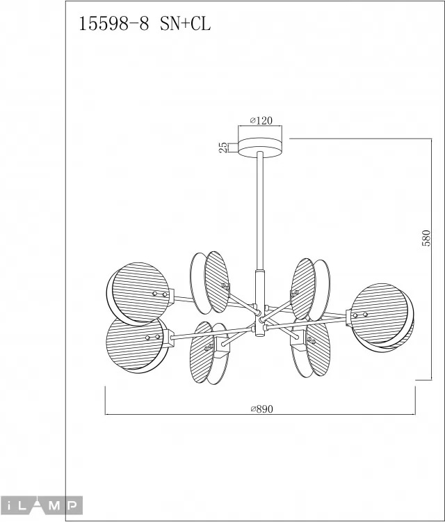 Изображение товара Потолочная люстра на штанге iLamp Panorama 15598-8 SN+CL
