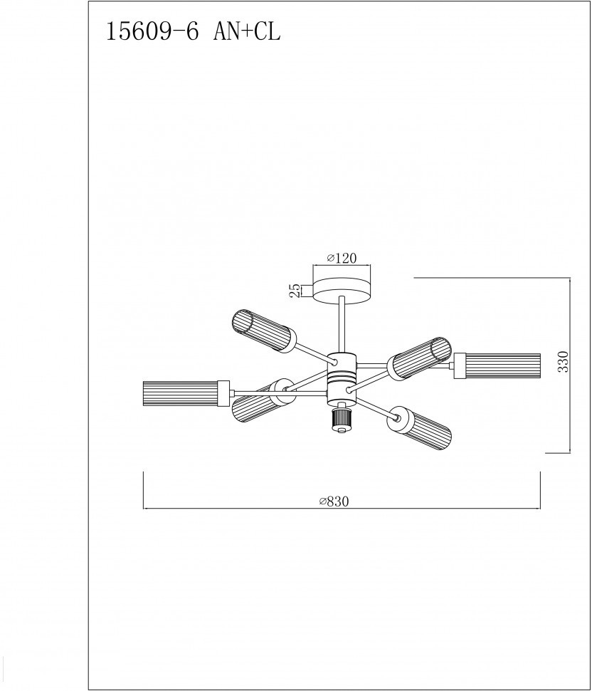 Изображение товара Потолочная люстра iLamp Evolution 15609-6 AN+CL на штанге 6 плафонов